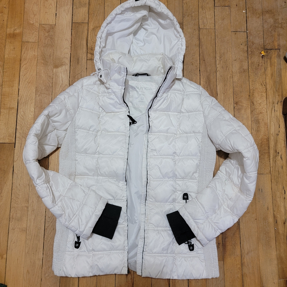 Nautica Women's White Puffer Jacket